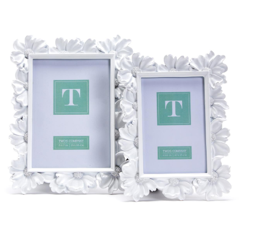 White Daisy Photo Frames S/2