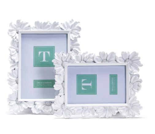 White Daisy Photo Frames S/2
