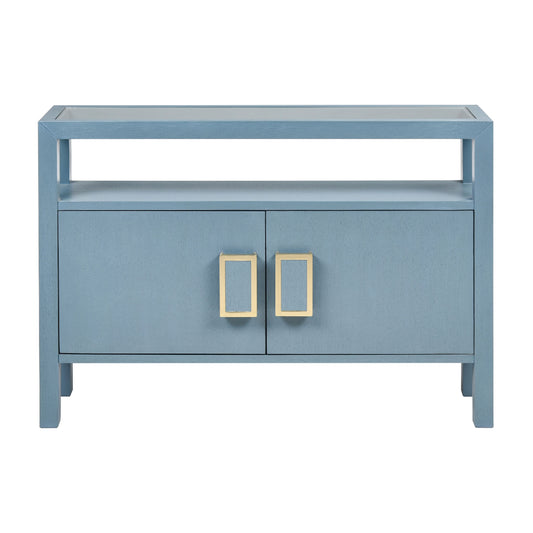 Aged Blue Two Door Credenza Table