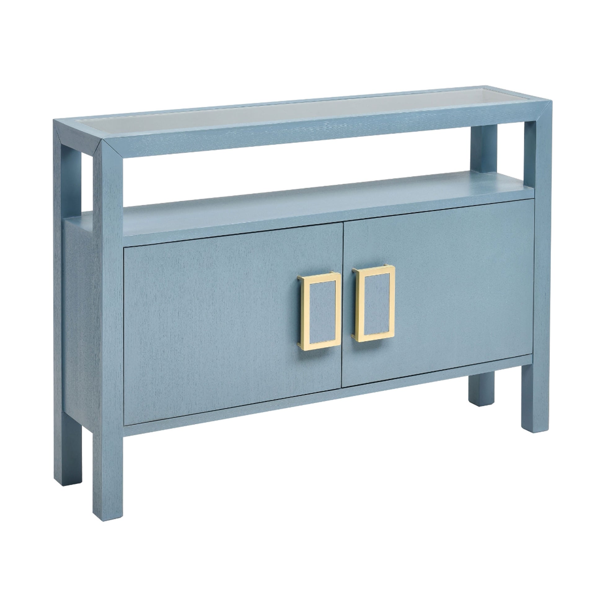 Aged Blue Two Door Credenza Table