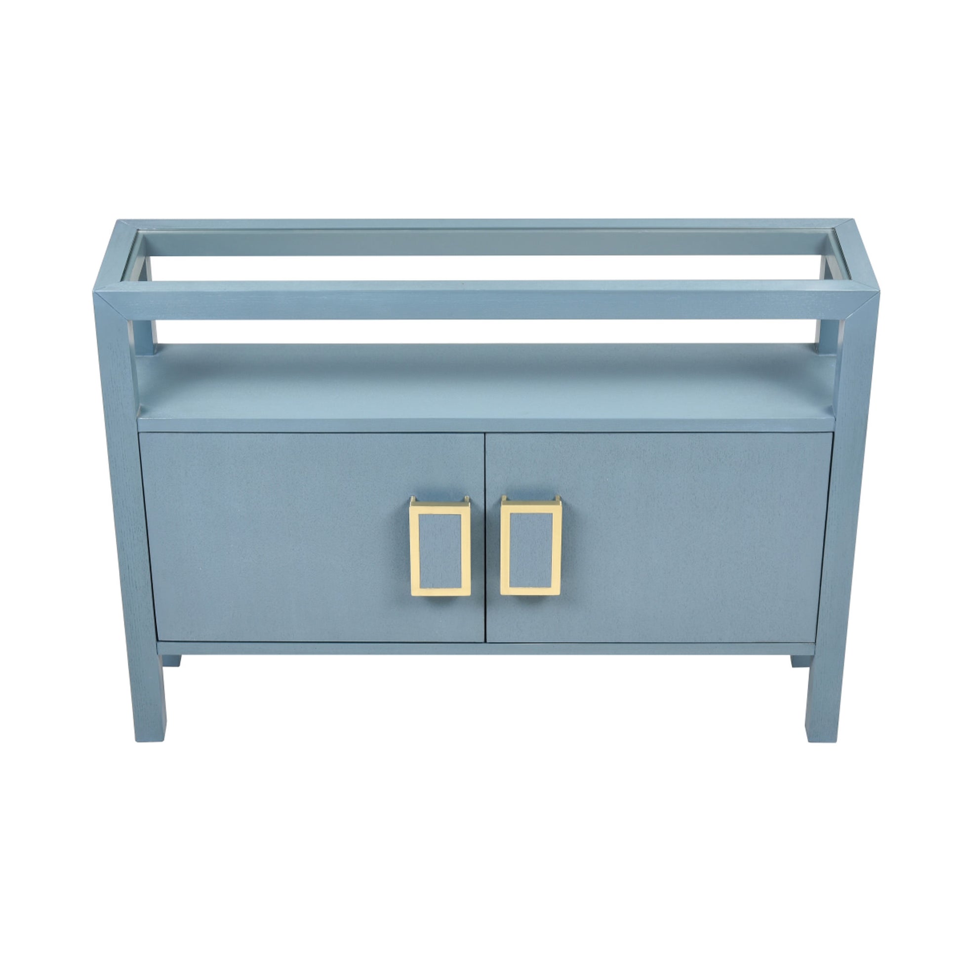 Aged Blue Two Door Credenza Table