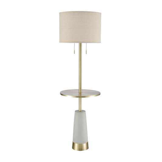 White and Brass 63'' High 2-Light Floor Lamp