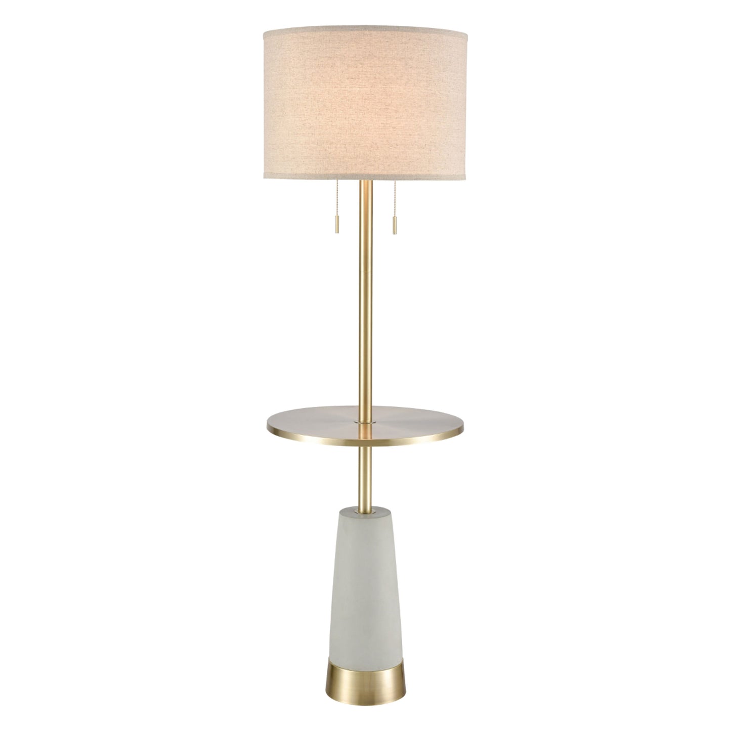 White and Brass 63'' High 2-Light Floor Lamp