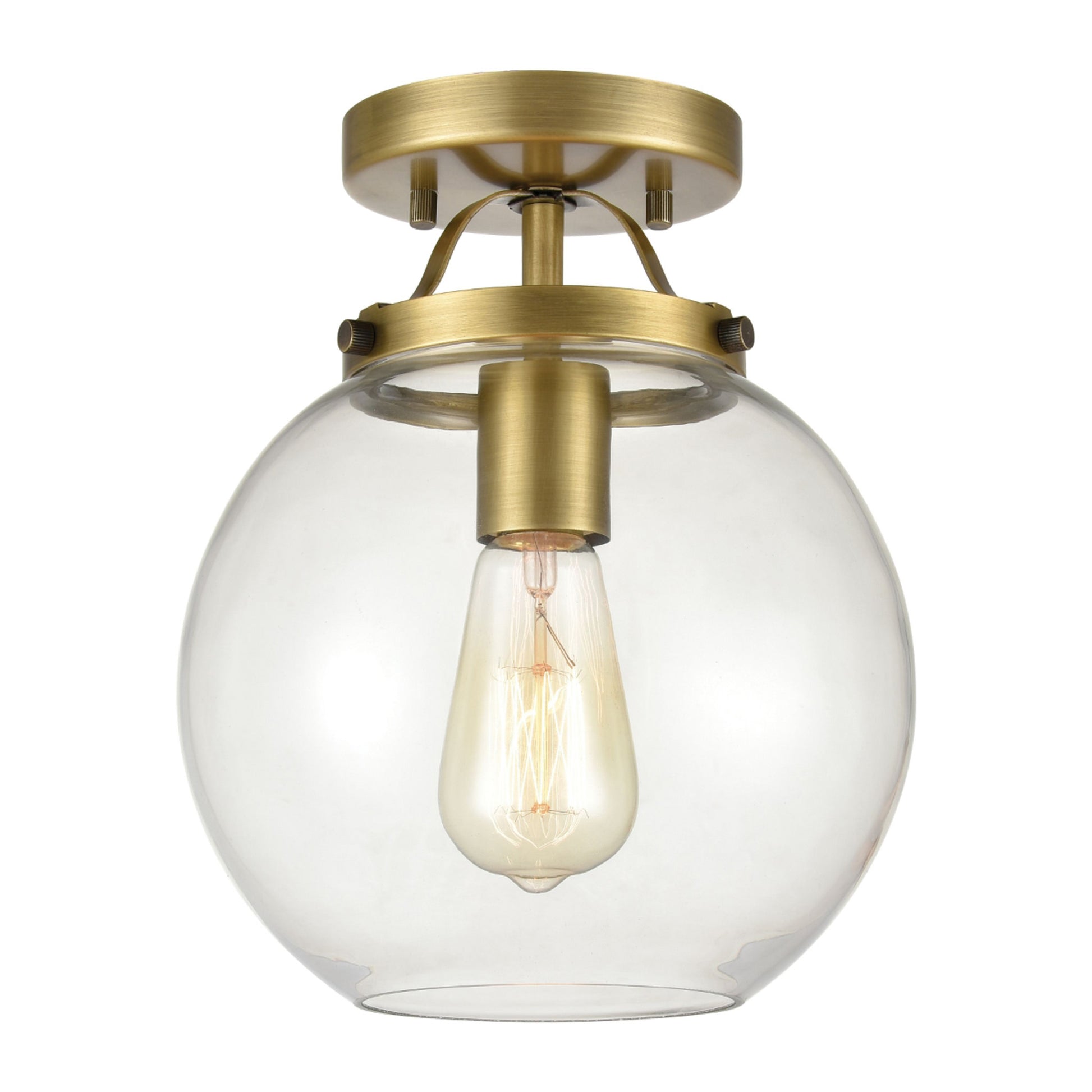 Brass 9'' Wide 1-Light Semi Flush Mount