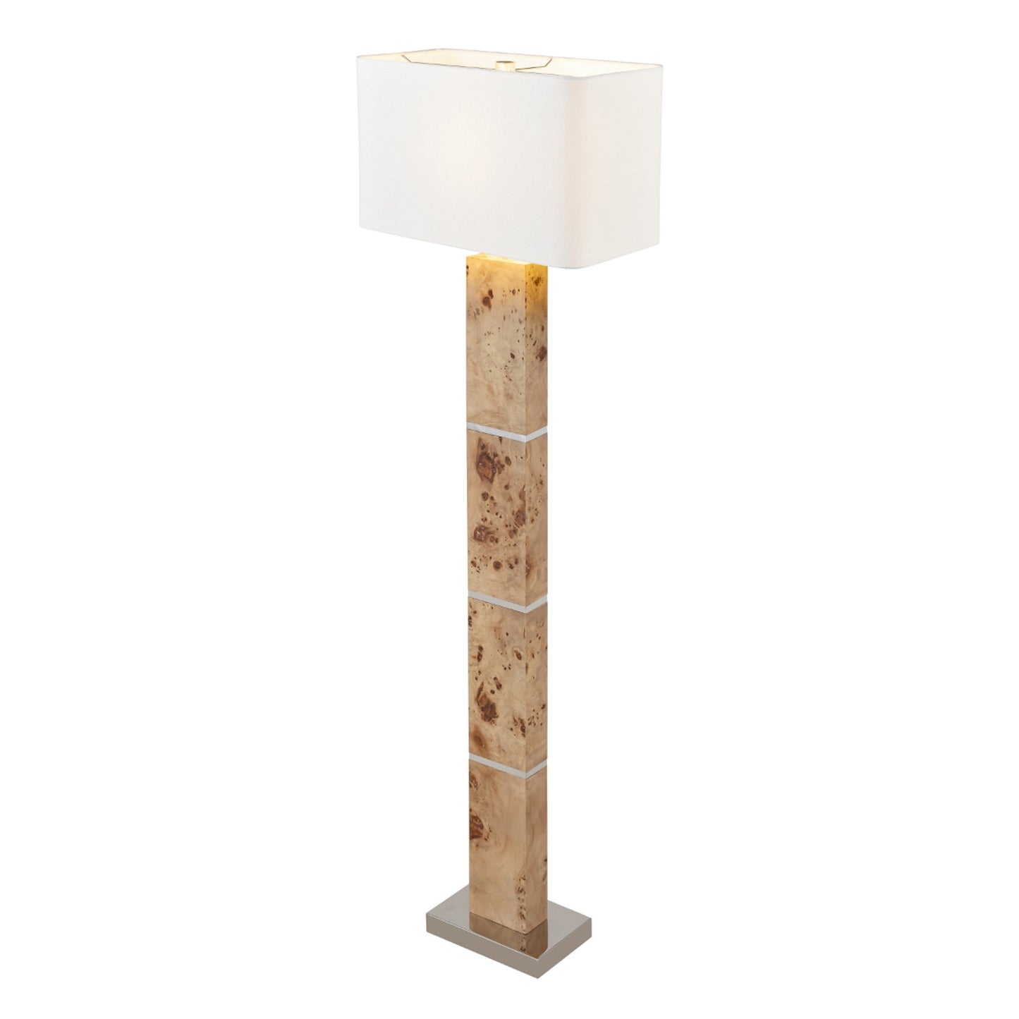 Burl and Nickel 63'' High 1-Light Floor Lamp