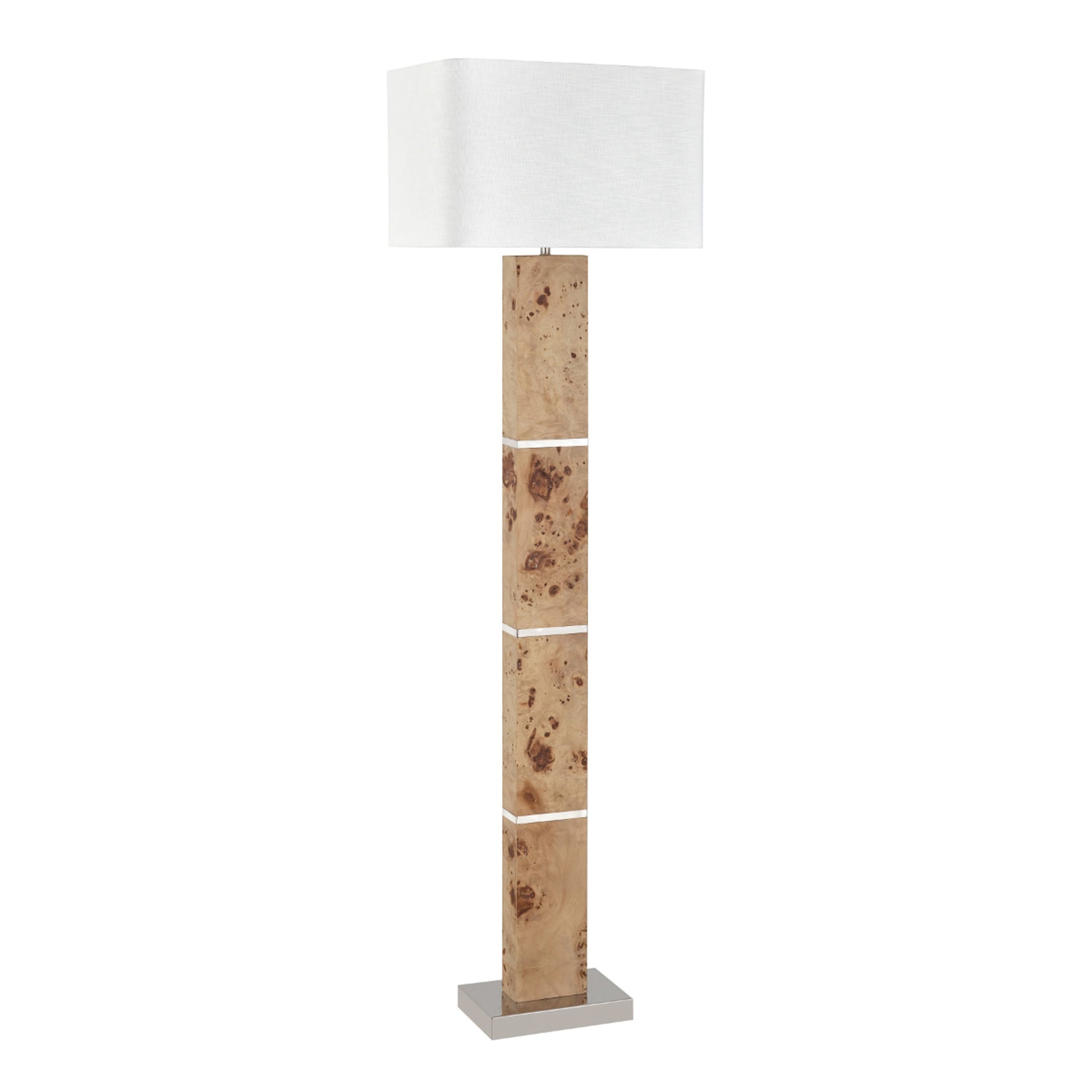 Burl and Nickel 63'' High 1-Light Floor Lamp