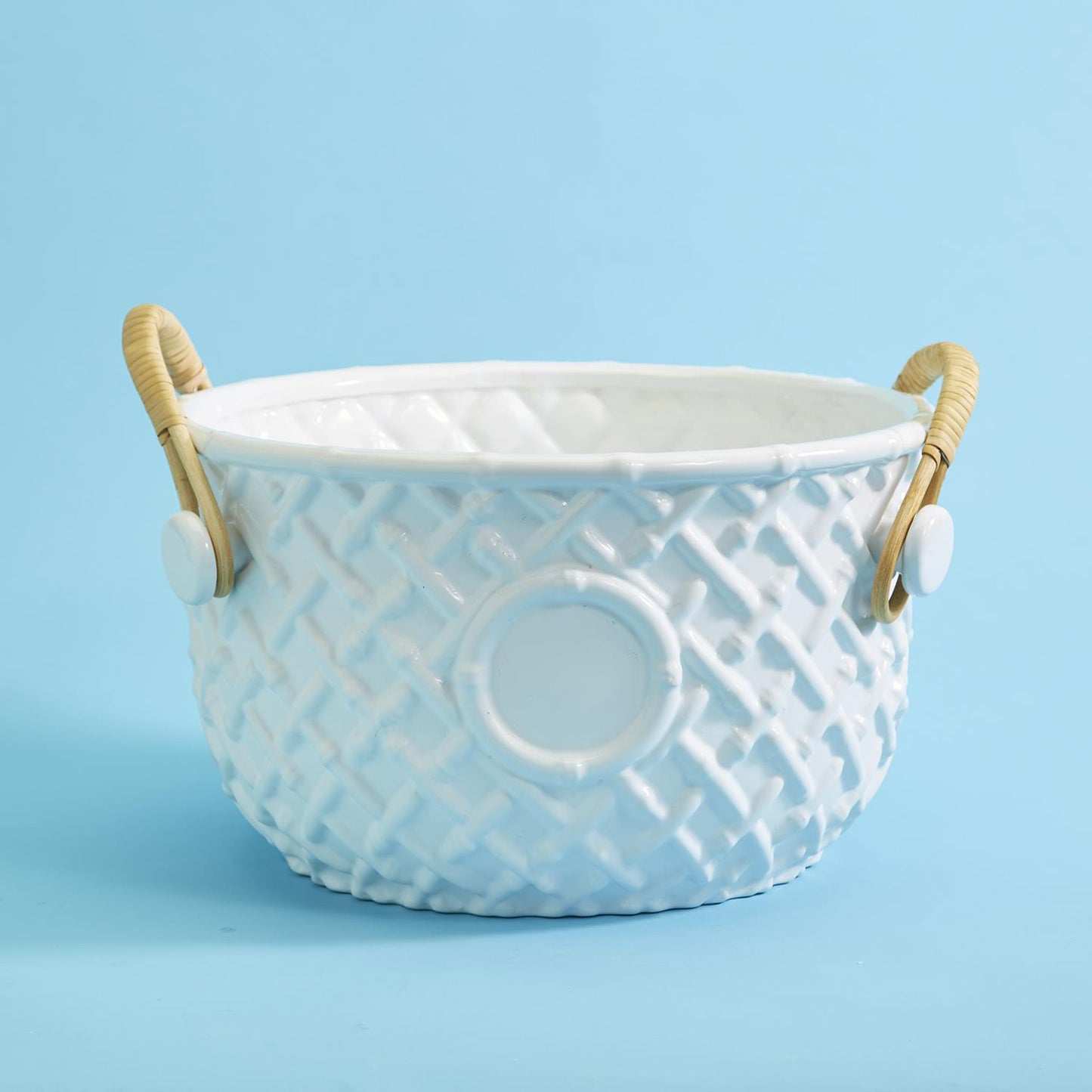 Faux Bamboo Bucket with Bamboo Handles