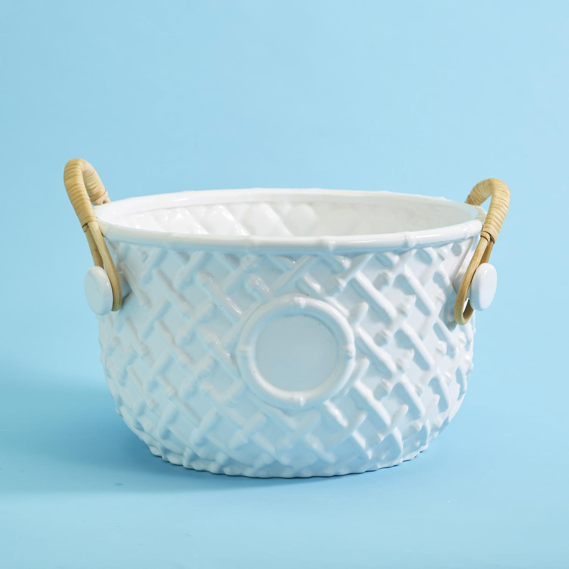 Faux Bamboo Bucket with Bamboo Handles