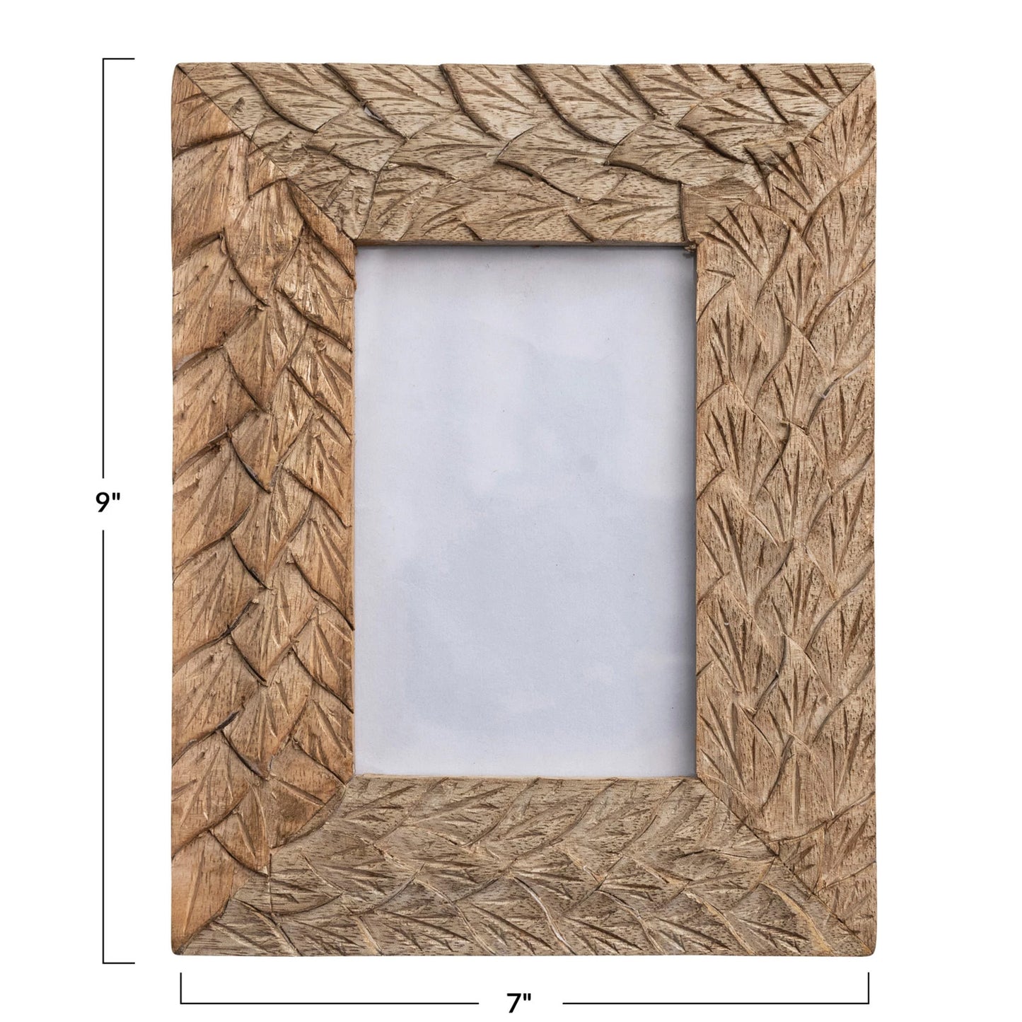 Hand-Carved Mango Wood & Glass Photo Frame