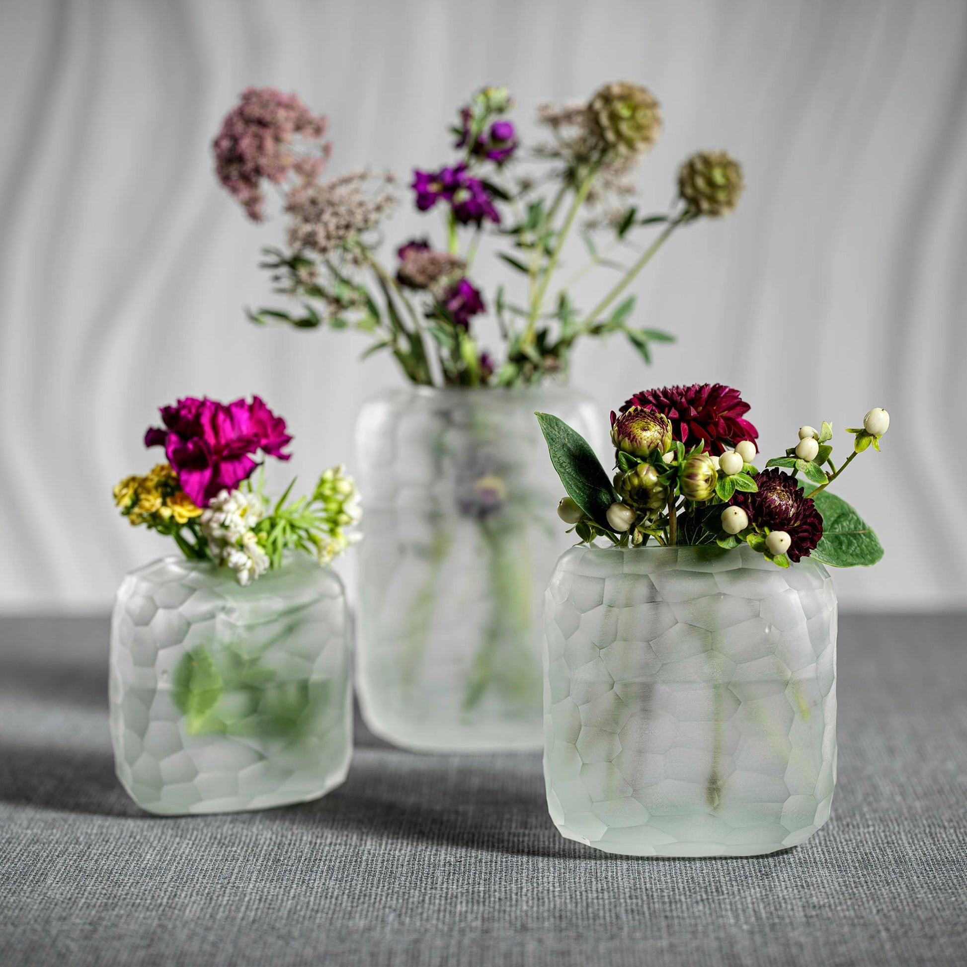 Hammered Frosted Glass Vase - Large