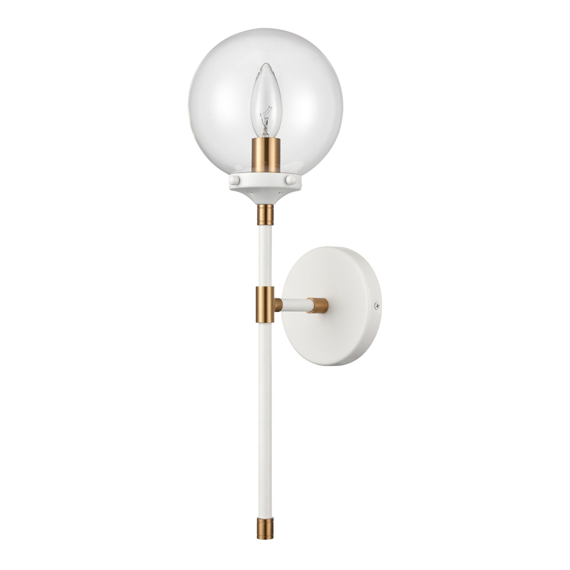 Brass White High 1-Light Sconce