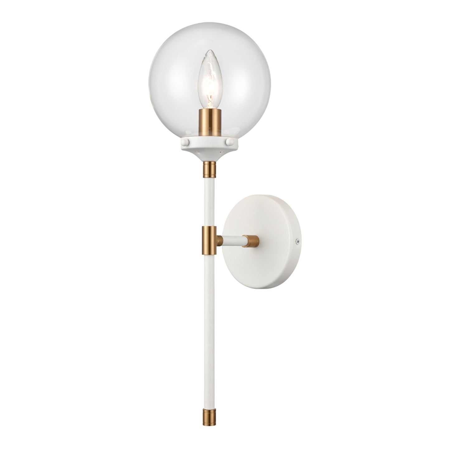 Brass White High 1-Light Sconce