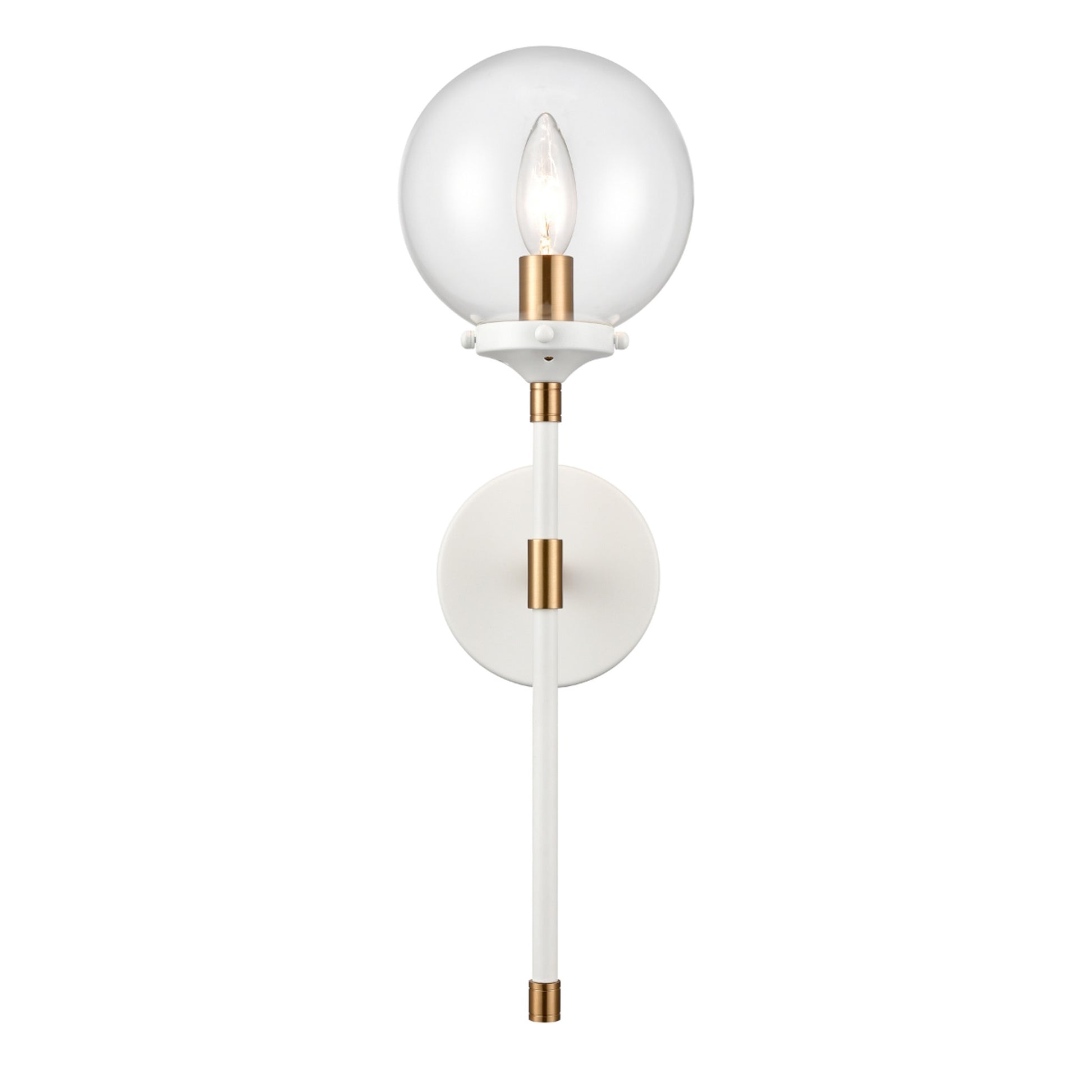 Brass White High 1-Light Sconce