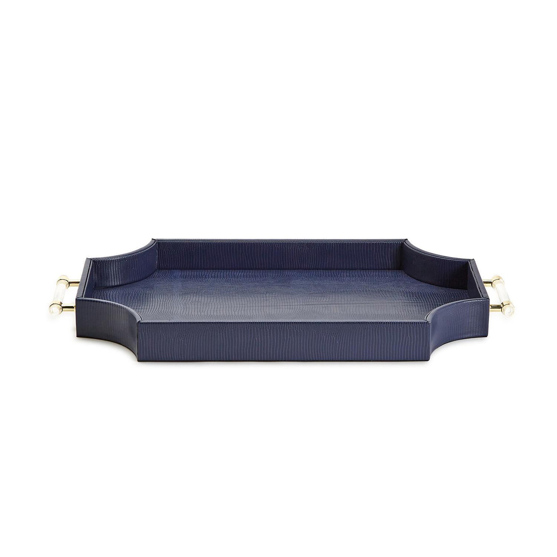 Navy Rectangle Tray with Scallop Sides