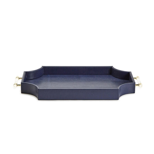 Navy Rectangle Tray with Scallop Sides