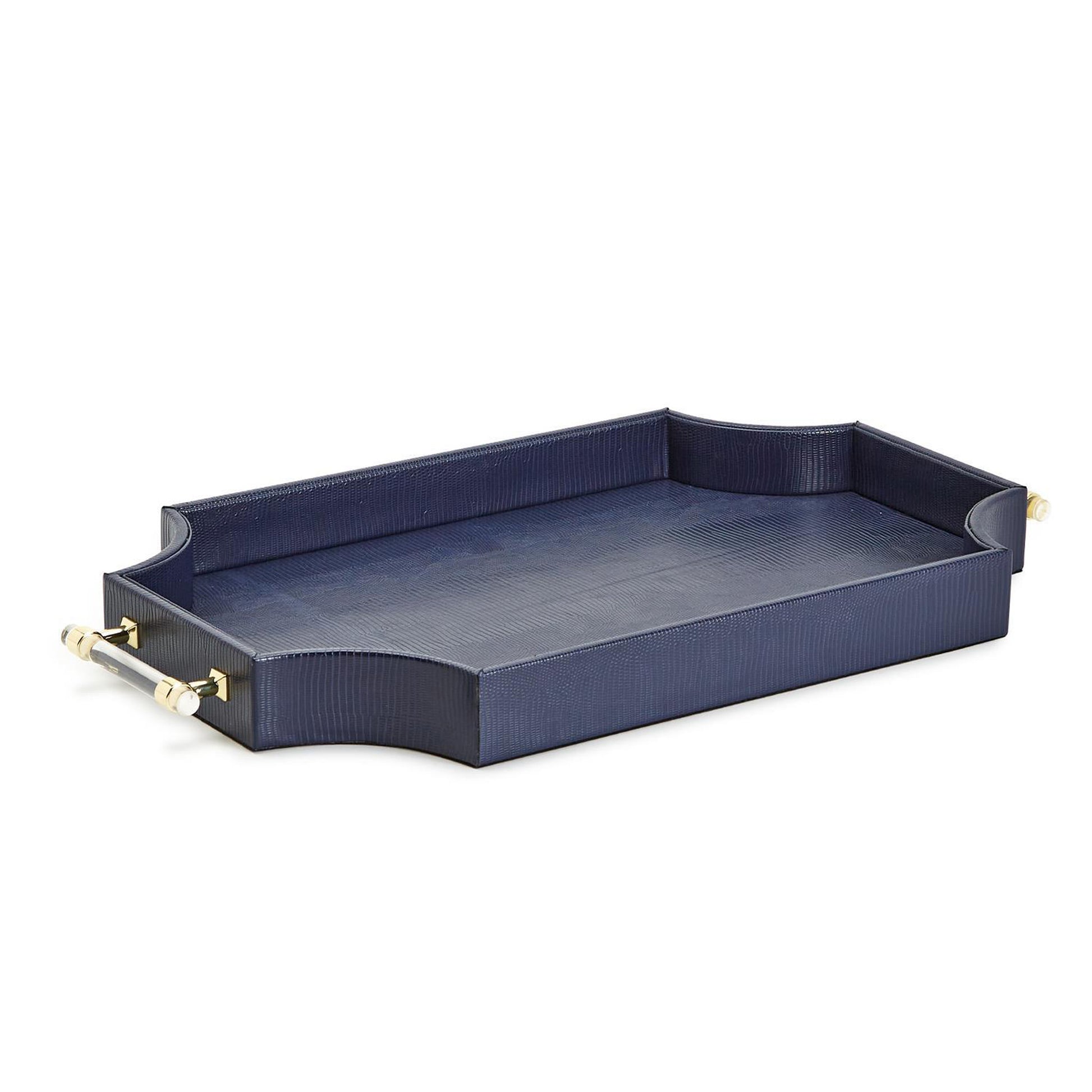 Navy Rectangle Tray with Scallop Sides