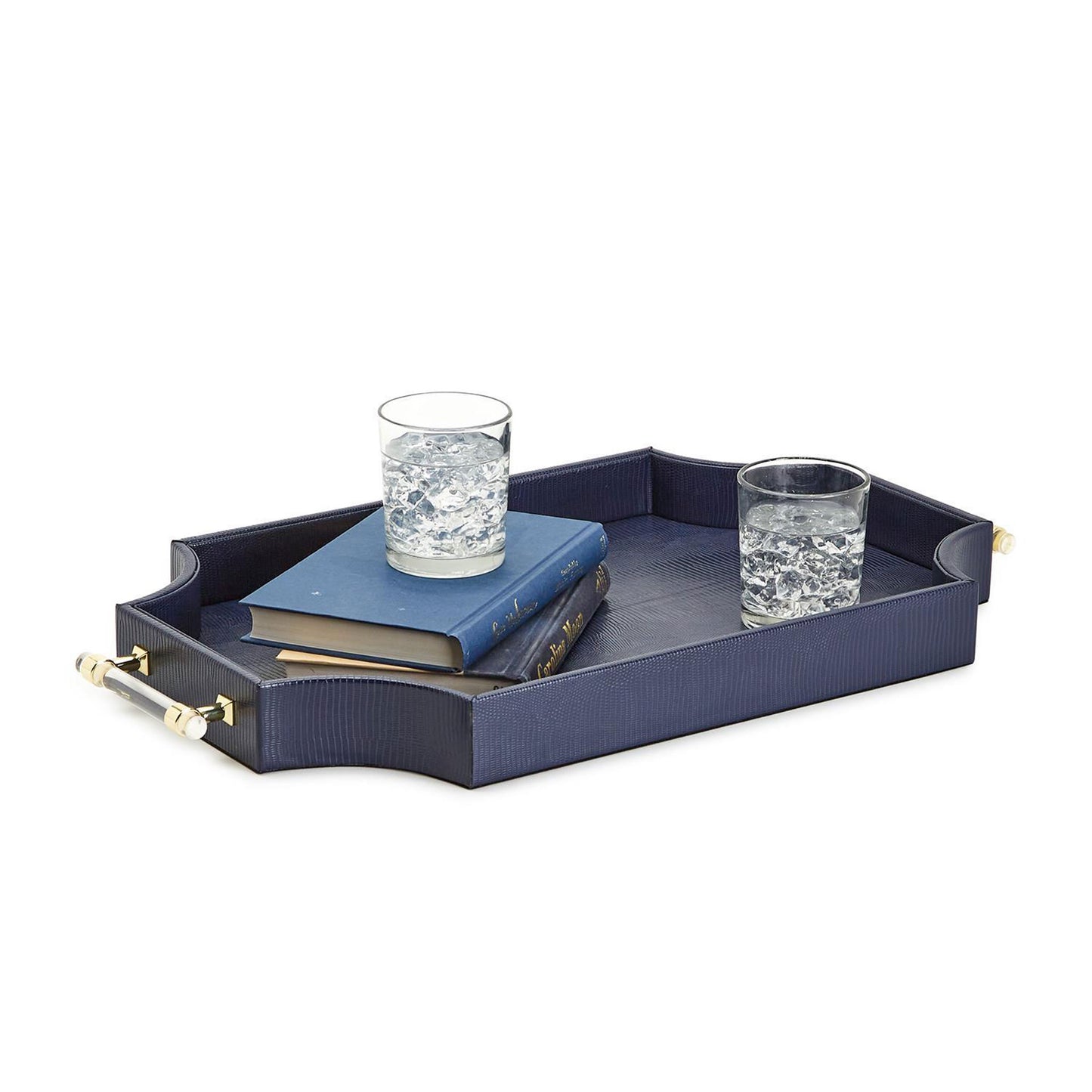 Navy Rectangle Tray with Scallop Sides