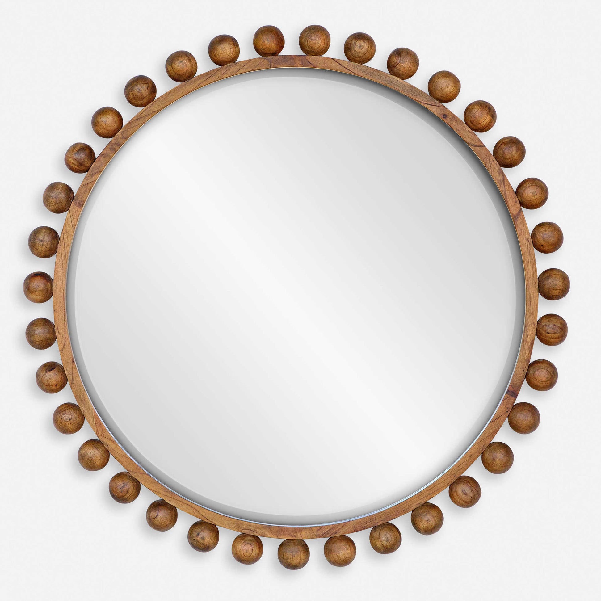 Walnut Cyra Wood Round Mirror