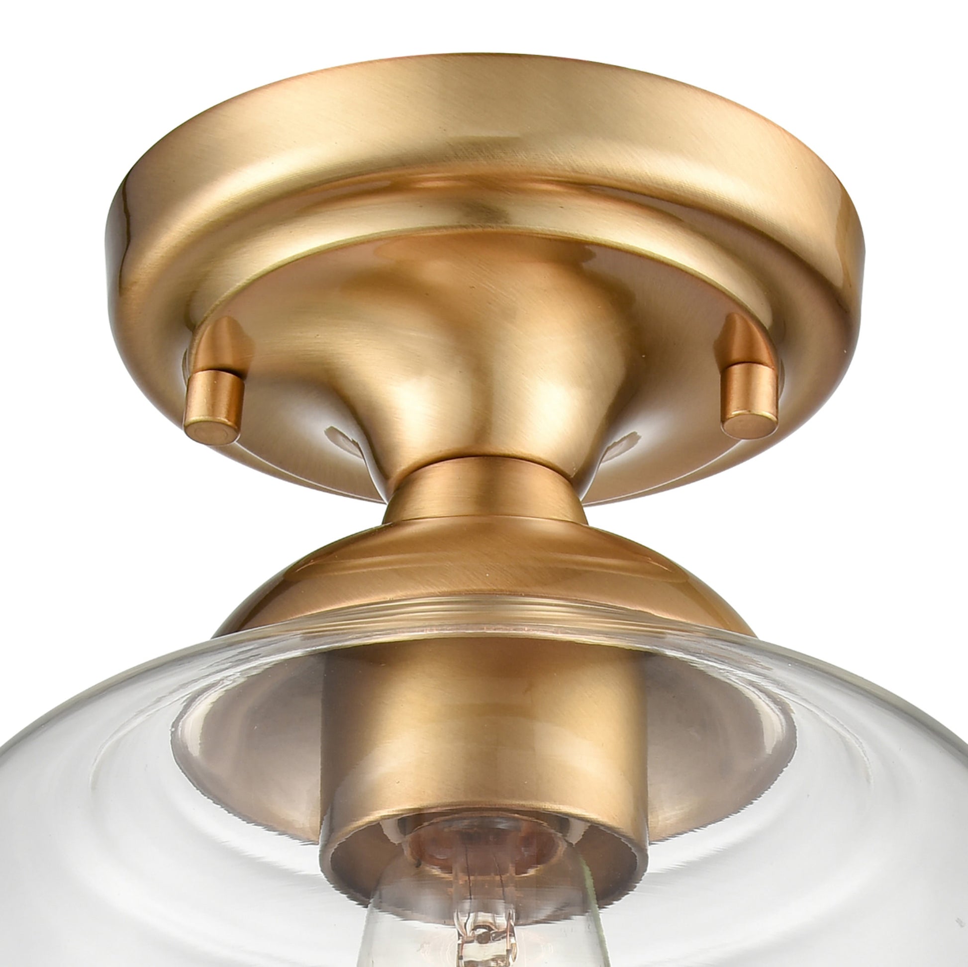 Satin Brass 8'' Wide 1-Light Semi Flush Mount