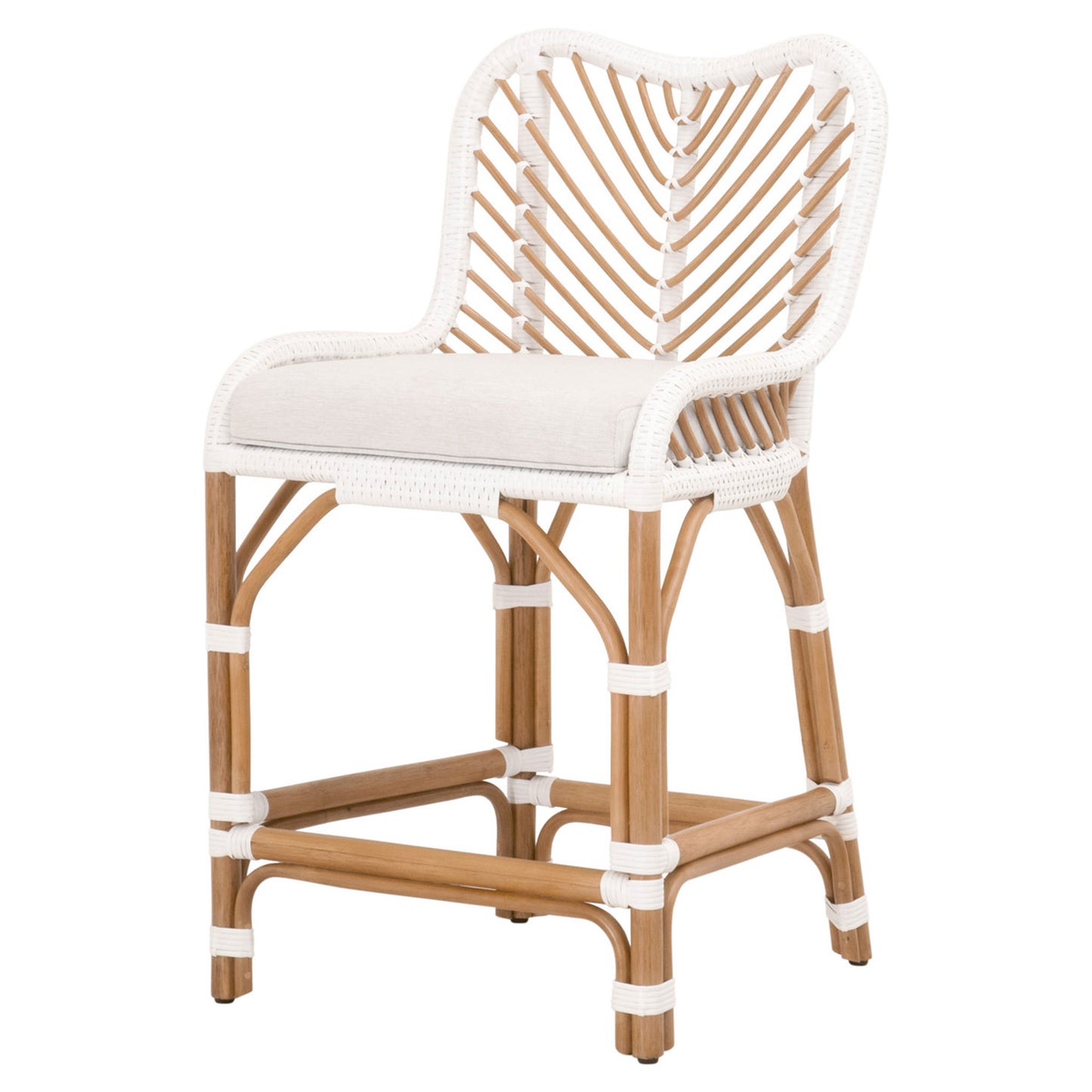 White Rattan Counter Stool