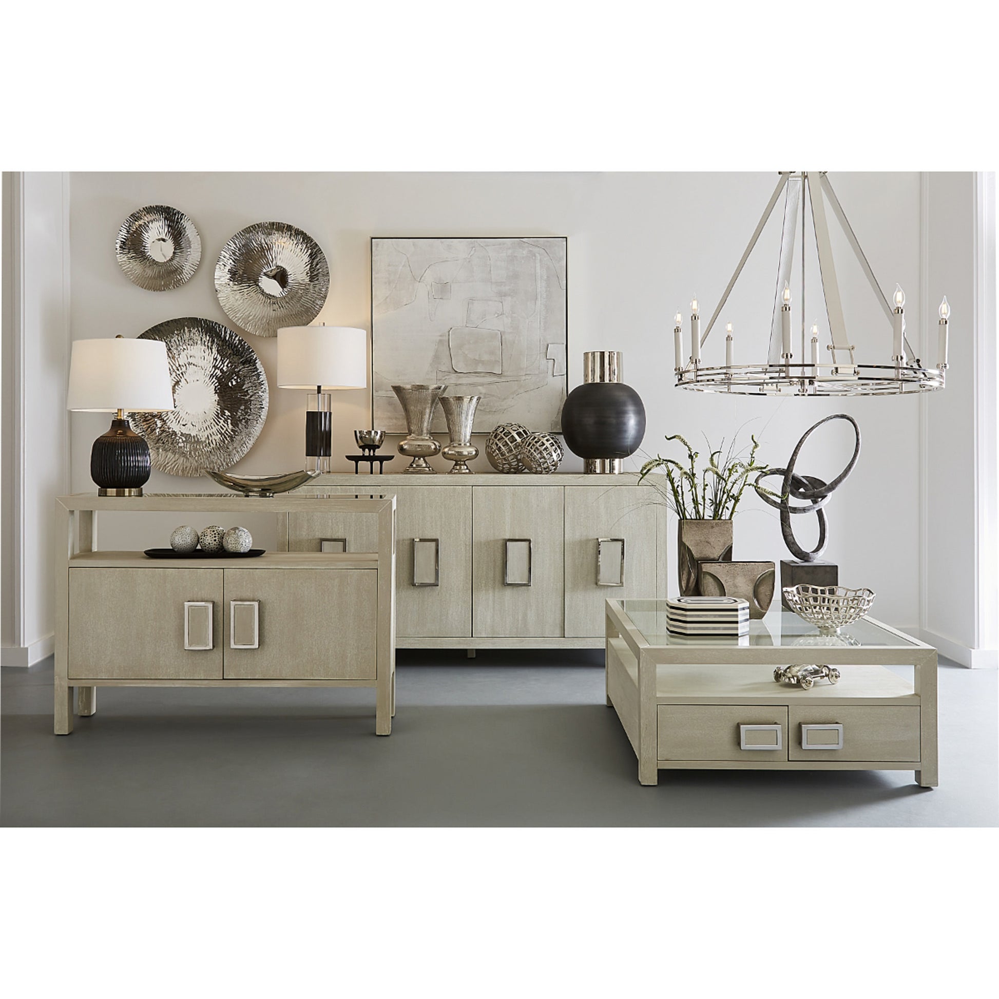 White Two Door Credenza Table