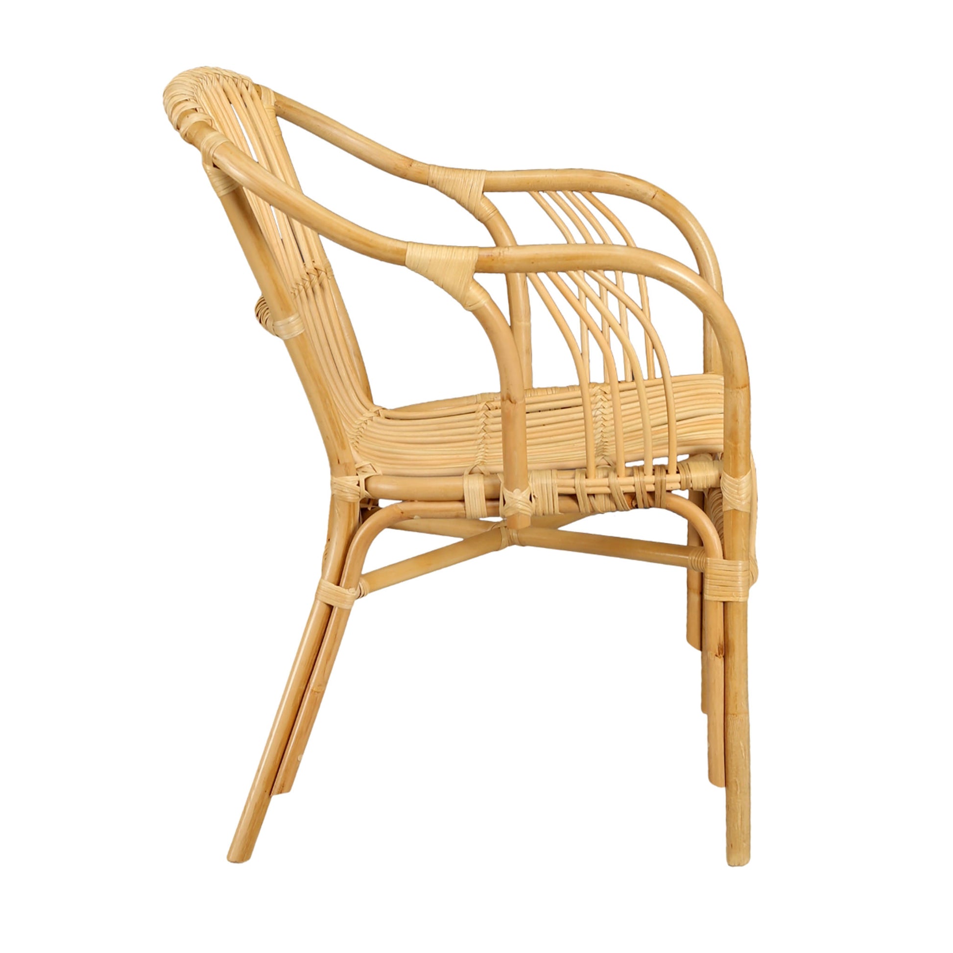 Wood and Rattan Arm Chair