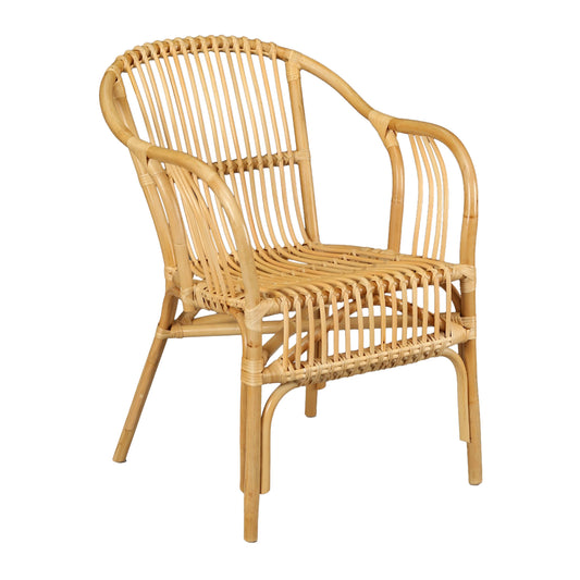 Wood and Rattan Arm Chair